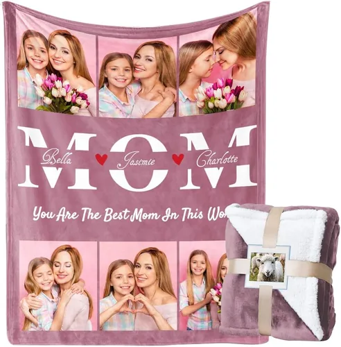 Miniatura 18 de Manta personalizada con imágenes y nombre, manta de franela personalizada, regalo de "Te quiero" para Navidad, cumpleaños, San Valentín, regalo