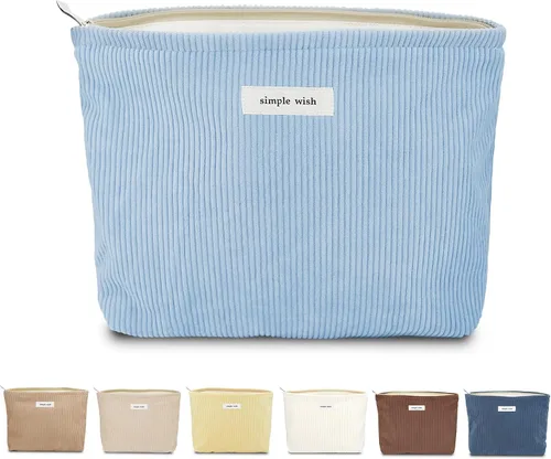 Miniatura 10 de Sminra Bolsa de Maquillaje Bolsa de Cosméticos Bolsa de Aseo de Lona Preppy para Mujeres Linda Bolsa con Cremallera Organizador Accesorios de Viaje