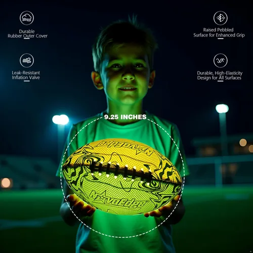 Miniatura 2 de Fútbol de fútbol recargable USB-C con luces LED, fútbol que brilla en la oscuridad, pelota iluminada de doble color de 9.25 pulgadas, regalo Fútbol