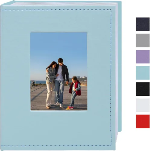 Miniatura 31 de Álbum de fotos pequeño de 4 x 6 pulgadas, paquete de 2 libros de fotos de cuero, cada mini álbum de 26 páginas tiene capacidad para 52 fotos, Rojo