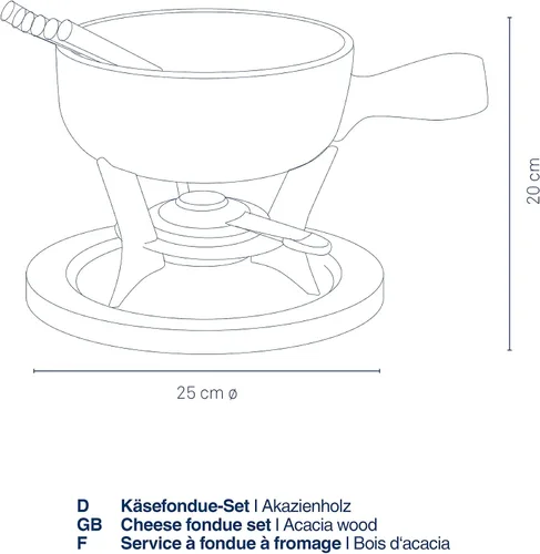 Miniatura 3 de kela Juego de fondue de queso Country 8.7x7.9 in 10 piezas, acero inoxidable, marrón/negro, 8.7 x 8.7 x 7.9 in