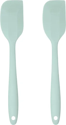 Miniatura 11 de Juego de 4 utensilios de silicona – Espátula de goma, cepillo de repostería, espátula ranurada y paleta de arroz – Juego completo resistente al Rosa
