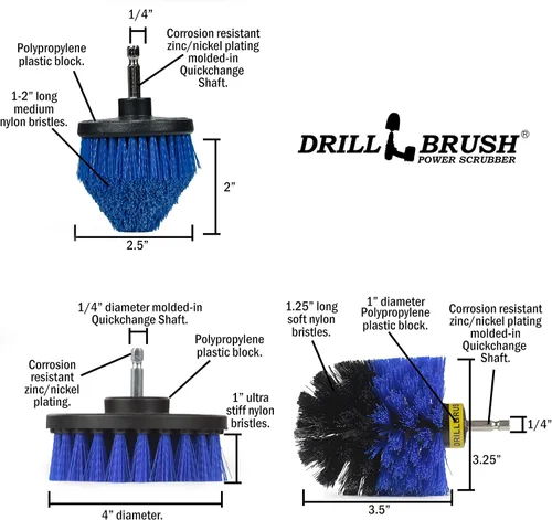 Miniatura 5 de Juego de cepillos de limpieza acuática para taladro, accesorios para peceras, accesorios para barcos, kit de fregado de acuario, cepillos de Azul