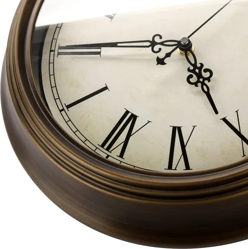 Miniatura 2 de Plumeet Reloj de pared de metal grande, 13 pulgadas, sin tictac, clásico, retro, silencioso, de hierro, decorativo, cocina, sala de estar, Marrón