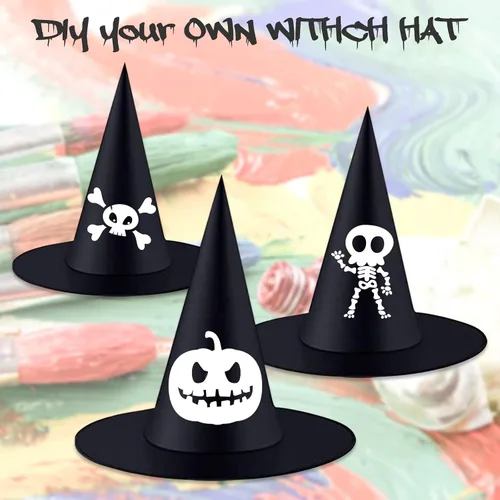 Miniatura 5 de Legigo Sombrero de bruja para disfraz de Halloween, sombrero de bruja colgante negro, accesorios de disfraz de bruja para Halloween, fiesta de 12