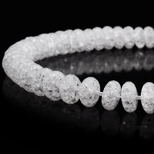 Miniatura 4 de RUBYCA Natural AAA Grado Blanco Claro Cuarzo Cristal Crackle Redondo Perlas Joyería Fabricación 1 Strand 0.157 in