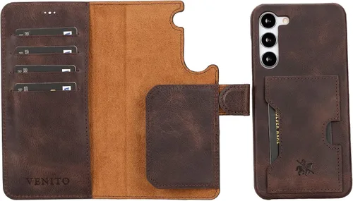 Miniatura 125 de Venito Florence - Funda de piel compatible con Samsung Galaxy S9, extra segura con bloqueo RFID, cartera desmontable para teléfono (gris decolorado)