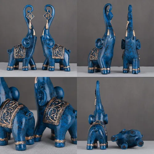 Miniatura 5 de DOVDOV Estatua de elefante, elefante azul, decoración del hogar, estatua de elefante de buena suerte, decoración para el hogar, regalo de elefante