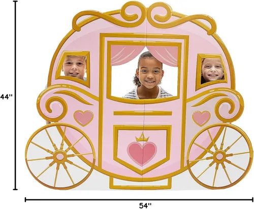 Miniatura 2 de Fun Express Carruaje de princesa rosa para cabina de fotos de cartón de tamaño real de 54 x 44 pulgadas, decoraciones de fiesta para sesión de fotos