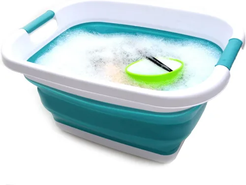 Miniatura 5 de SAMMART Cesta plegable de plástico para la ropa sucia de 25 litros (6.6 galones) y cesta plegable con asa de 9.2 L (2.37 galones)