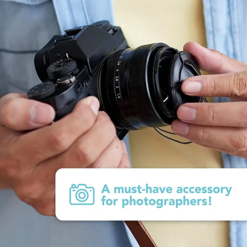 Miniatura 6 de Foto&Tech Correa con tapa para lente de cámara con cuerda elástica, compatible con cámaras DSLR SLR Evil sin espejo universales (x3)