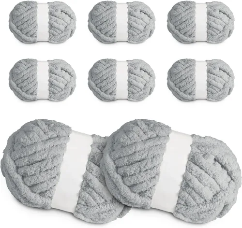 Miniatura 16 de Ultra Suave 1kg (2.2 LBS) Hilo Grueso para Tejer a Mano, Hilo de Tubo de Tela de Terciopelo Luxuoso para Hacer Bolsos, Almohadas, Mantas, Azul Ártico