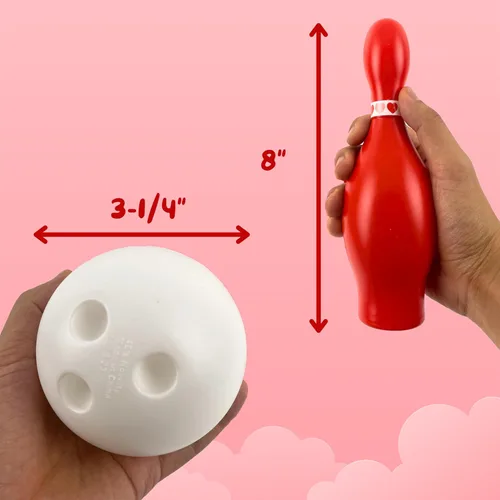Miniatura 3 de 4E's Novelty Juego de bolos para el día de San Valentín, 10 pines rojos, 2 bolas, juego de carnaval para interiores y exteriores, juegos de fiesta