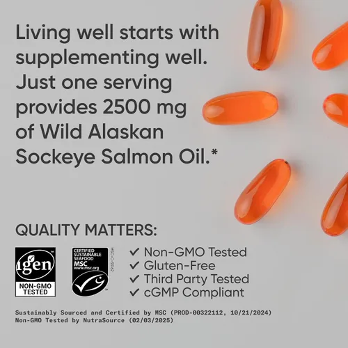 Miniatura 4 de Sports Research® Aceite de Salmón - Origen Único de Salmón Sockeye Salvaje de Alaska 2500 mg por Porción con Ácidos Grasos EPA y DHA Certificado