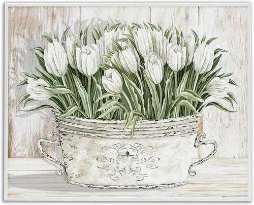 Miniatura 26 de Stupell Industries Ramos florales antiguos en frascos, arte giclée enmarcado, blanco, 20 x 16 pulgadas, fácil de colgar y resistente, fabricado
