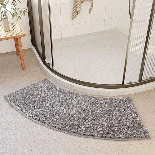 Quadrant - Alfombra de baño curvada, alfombra de ducha antideslizante de microfibra, suave, esponjosa, lavable, alfombra de baño curva, alfombra de