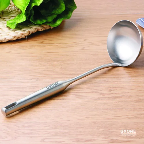 Miniatura 5 de Cucharón para sopa, cuchara de cocina de acero inoxidable 304 con mango hueco para wok, plata/35.3 cm