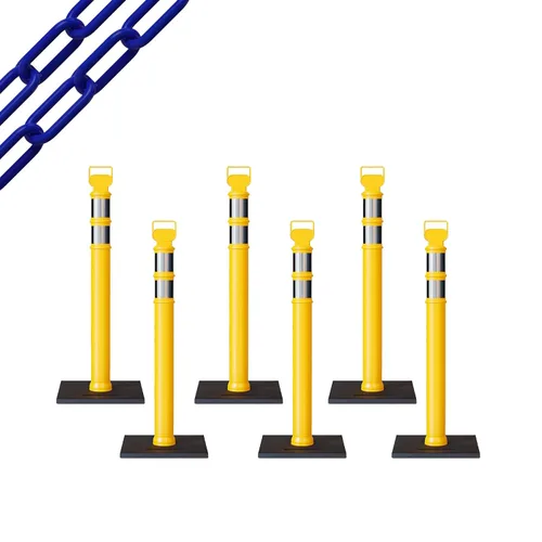 Miniatura 29 de Trafford Industrial - Paquete de 6 postes de delineador de 45 pulgadas, collares reflectantes de 3 pulgadas, base de goma de 10 libras