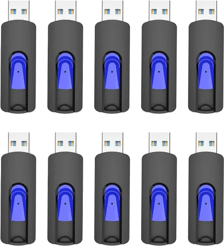 Miniatura 11 de JUANWE Paquete de 2 unidades flash USB de 128 GB, unidad flash USB 3.0 retráctil deslizante, memoria USB portátil con orificio para cordón, unidad 2