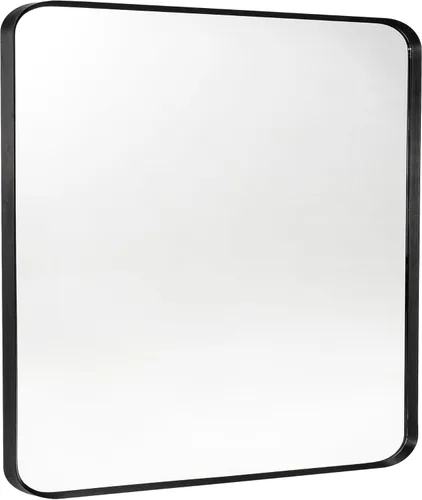 Miniatura 12 de Espejo de montaje en pared para baño, espejo rectangular de tocador rectangular con marco de metal negro cepillado (16 x 20 pulgadas, negro)