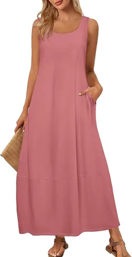 Miniatura 29 de Vestidos de iglesia para mujer 2025, casual, holgado, sin mangas, largo, fluido, vestido de verano con bolsillos