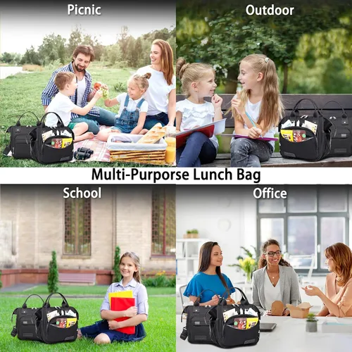 Miniatura 6 de TuErCao - Bolsa de almuerzo pequeña, ligera y aislada para mujer; para trabajo, portátil, suave enfriador para pícnic, viajes, viajes por carretera