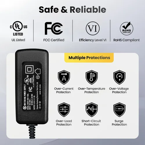 Miniatura 3 de Adaptador de fuente de alimentación de 5 V, 1 A, 1000 mA, 6 pies, enchufe de pared horizontal, adaptador de conmutación de 5 W 0.5A 0.8A AC/DC