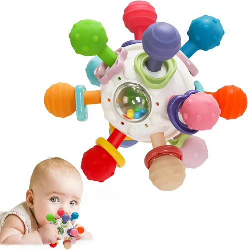 TOHIBEE - Juguete sensorial Montessori de dentición para bebés, de grado alimenticio, para el desarrollo y aprendizaje en bebés recién nacidos de 0