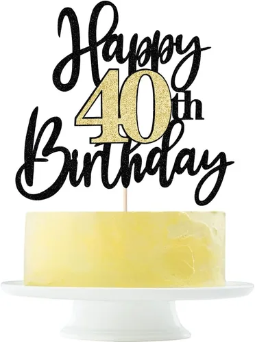 Miniatura 22 de Decoración para tartas de cumpleaños número 11 con purpurina negra y dorada, decoración de pastel de cumpleaños de 11 años y fabuloso cumpleaños