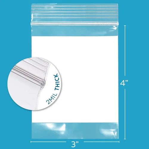 Miniatura 2 de GPI Caja de 1000 bolsas de plástico transparente recerrable con cremallera de 3" x 4" - A granel de 2 mil de grosor, bolsitas de poli fuertes