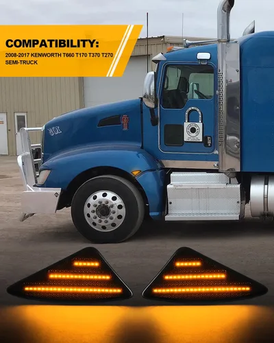Miniatura 3 de Luces LED de posición laterales compatibles con Kenworth T660 T170 T270 T370 semirremolques 2008-2021, luces direccionales ahumadas, Plug & Play