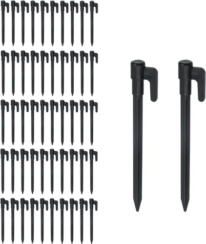 Miniatura 10 de 30 estacas de plástico resistente de 6 pulgadas para bordes de paisaje, estacas de anclaje, soporte para plantas, estacas de césped, estacas de Negro