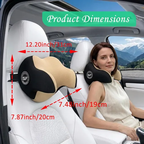 Miniatura 2 de Almohada realmente útil para reposacabezas de coche, almohada para el cuello del coche para dormir con correa ajustable, 100% espuma viscoelástica