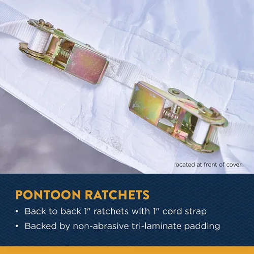 Miniatura 8 de Transhield Funda para barco pontón, funda de almacenamiento de pontón de 16 pies, resistente, impermeable y reutilizable, cuerda perimetral