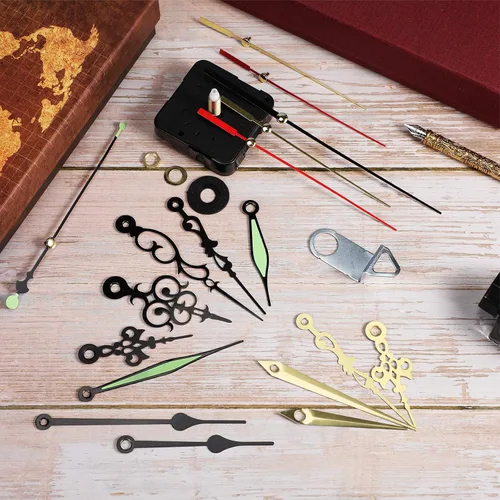 Miniatura 4 de Mudder Reloj de pared de cuarzo de 4 piezas, kit de números de reloj, mecanismo de movimiento, funciona con pilas, kit de motor de reloj con 6 pares