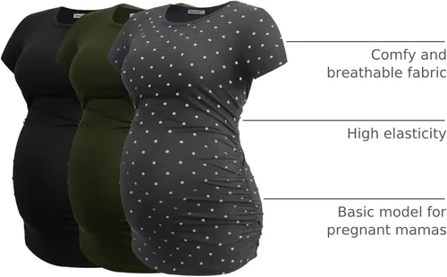 Miniatura 61 de Smallshow - Camiseta de maternidad para mujer, diseño de lados fruncidos, tipo túnica, prendas para el embarazo