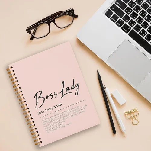 Miniatura 2 de Tizzer Boss Lady Definition - Cuaderno con espiral de tapa dura con forro rosa para notas de trabajo, diario de 5.5 x 8.3 pulgadas, regalos