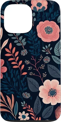 Miniatura 23 de Boho Navy Blue and Pink Floral Botanical Pattern Flower Art Case for iPhone 17