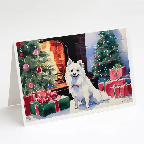 Miniatura 156 de Caroline's Treasures DAC2753GCA7P Paquete de 8 tarjetas de felicitación navideña acogedora de Husky siberiano Tarjetas en blanco con sobres