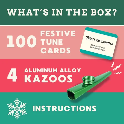 Miniatura 4 de Kazoo That Festive Tune Juego navideño para la familia No se requiere talento musical Incluye 4 kazoos y 100 canciones festivas