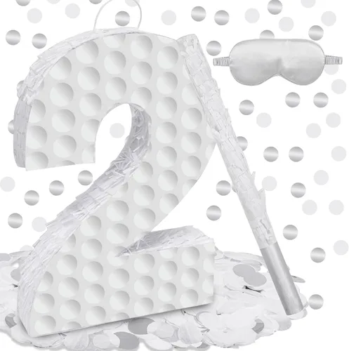 Decoraciones de cumpleaños de golf, piñata número 3 con palo vendados y confeti, piñata temática deportiva, suministros para fiesta de tercer