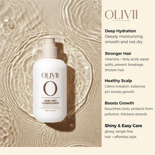 Miniatura 3 de Olivii Hair-Gro Acondicionador para cabello más grueso y completo, crecimiento del cabello con cúrcuma, trébol rojo, biotina y cafeína, reduce