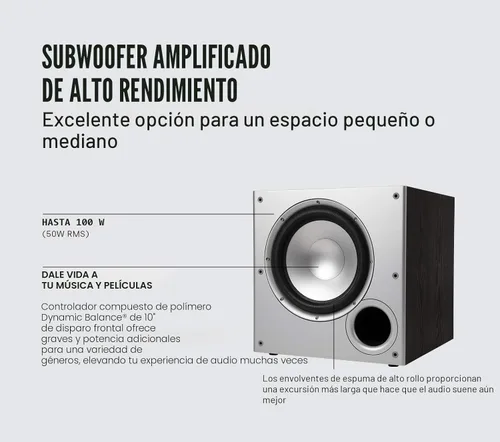 Miniatura 2 de Polk Audio PSW10 - Subwoofer amplificado de 10 pulgadas para audio doméstico - Tecnología Power Port, hasta 100 vatios, graves potentes en diseño