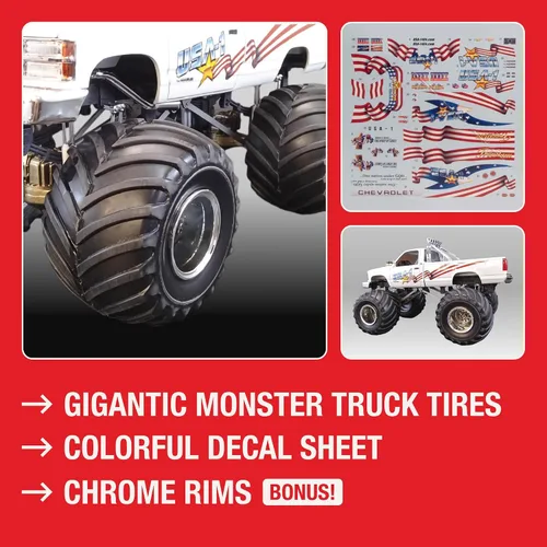 Miniatura 4 de AMT USA-1 Chevy Silverado Monster Truck 1:25 Kit de modelo a escala 1:25