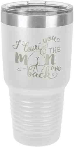 Miniatura 20 de Vaso negro de 30 onzas con popote y tapa superior deslizante con texto en inglés "I love you to the moon and back", color negro