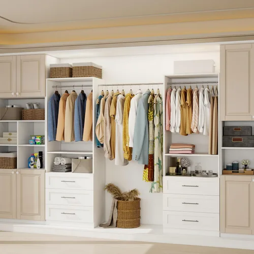 Miniatura 6 de Sistema de armario con cajones de madera, sistema de organización de armario de 4 pies con cajones y varillas para colgar y para vestidores, 2