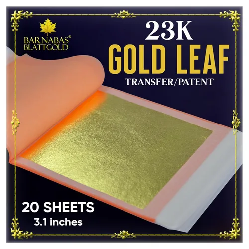 Miniatura 13 de Barnabas Blattgold Hoja de oro, oro real de 22 quilates [25 hojas, 3.1 pulgadas] - Patente de transferencia para pintura, artes y manualidades