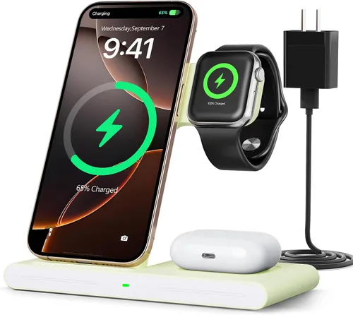 Miniatura 10 de RYND Cargador rápido inalámbrico portátil de viaje 2026 para Apple y estación de carga Android, carga 3 en 1 para iPhone 17 16 15 14 13 12, Apple