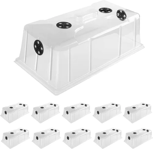 MIXC Paquete de 10 cúpulas de humedad de 7" de altura de fuerza extra, cubiertas de bandejas de cultivo 1020, tapas con ventilación para clonación
