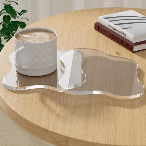 Miniatura 30 de Posavasos Decorativos de Acrílico, Posavasos Irregulares para Bar y Bebidas, Posavasos para Taza de Café con Forma de Nube Transparente, Perfecto